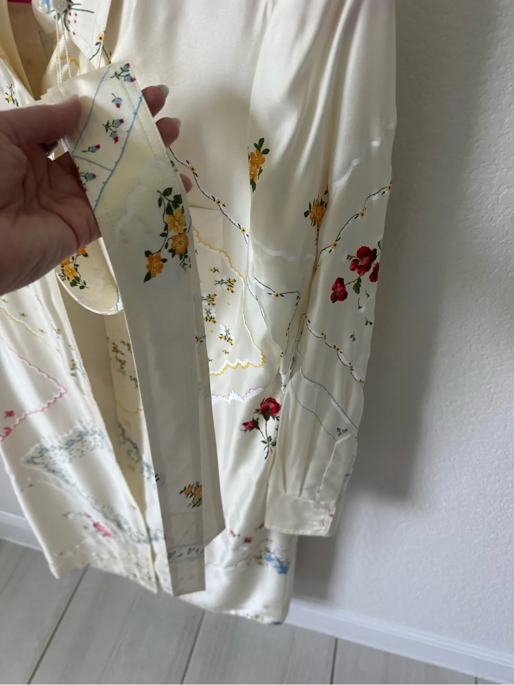 Tory Burch Cream Floral Shirt Midi Dress